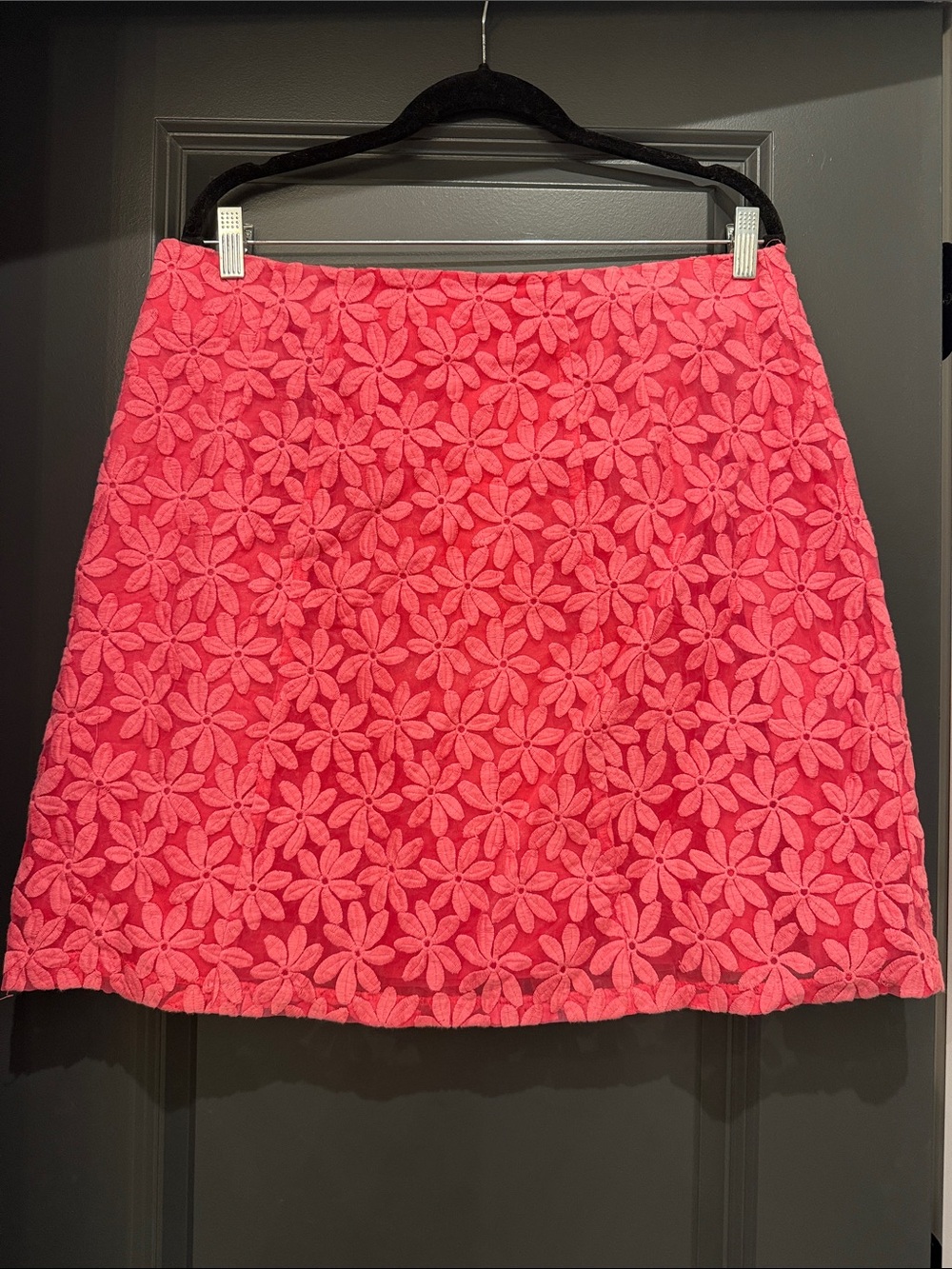 New York & Company Floral Textured Pink A-Line Skirt